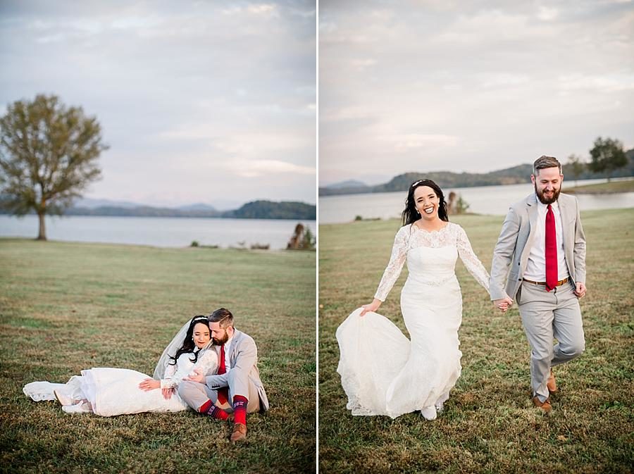 Snuggling at this Toqua Campground Wedding by Knoxville Wedding Photographer, Amanda May Photos.