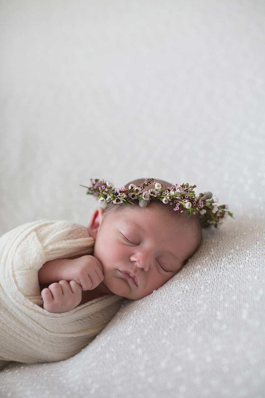 Adorable flower crown at this American Flag newborn session by Knoxville Wedding Photographer, Amanda May Photos.