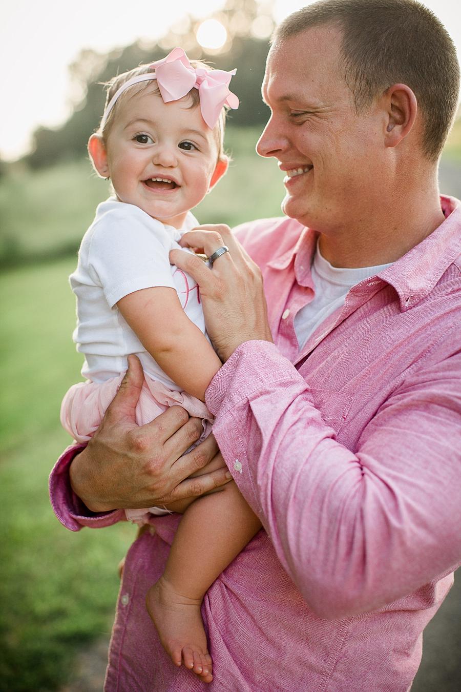 Daddy tickles at this Melton Lake Park One Year Session by Knoxville Wedding Photographer, Amanda May Photos.