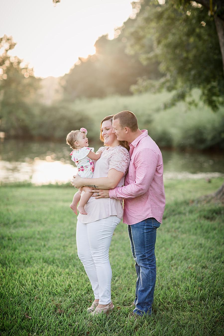By the lake at this Melton Lake Park One Year Session by Knoxville Wedding Photographer, Amanda May Photos.