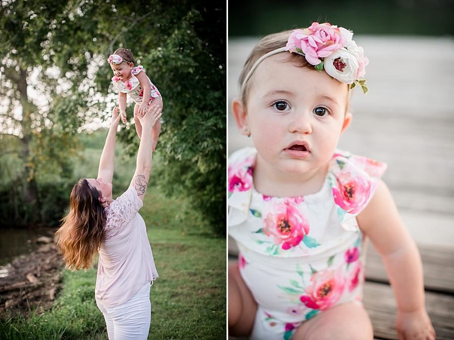 Flower headband at this Melton Lake Park One Year Session by Knoxville Wedding Photographer, Amanda May Photos.