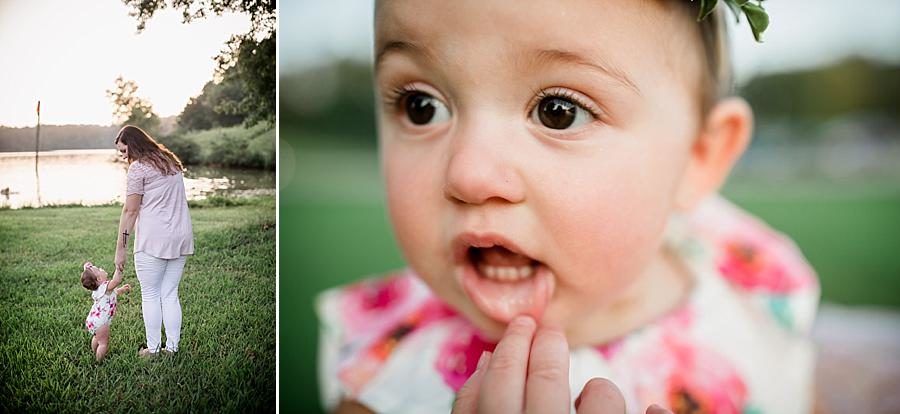 Looking at mom at this Melton Lake Park One Year Session by Knoxville Wedding Photographer, Amanda May Photos.