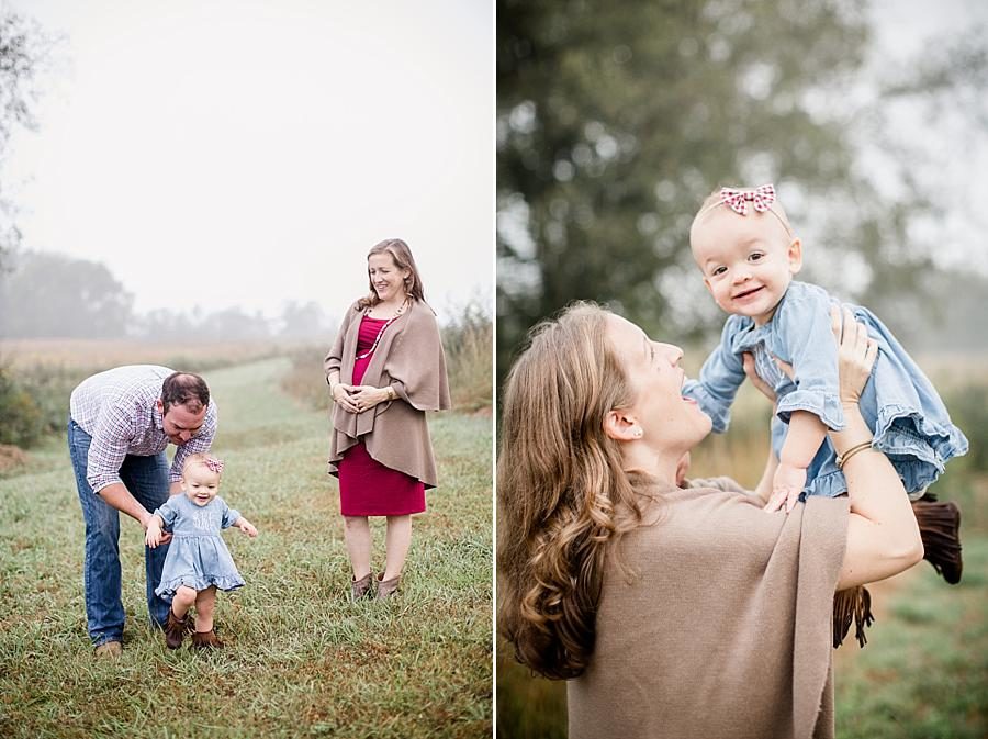 Open field at this Melton Hill Park Sunrise Session by Knoxville Wedding Photographer, Amanda May Photos.