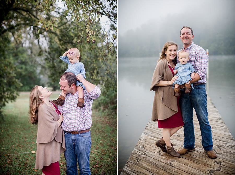 On the dock at this Melton Hill Park Sunrise Session by Knoxville Wedding Photographer, Amanda May Photos.