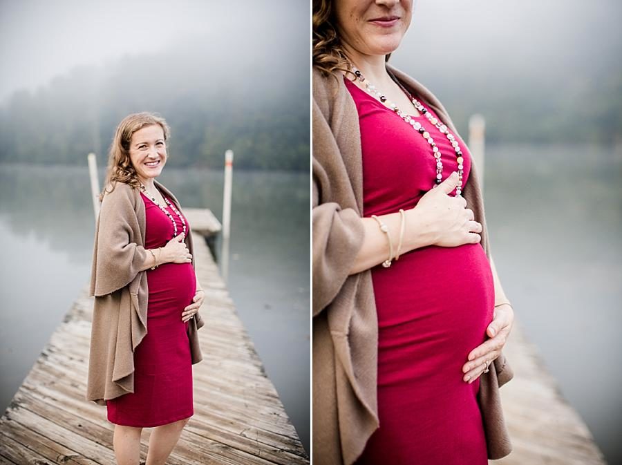 Merlot maternity dress at this Melton Hill Park Sunrise Session by Knoxville Wedding Photographer, Amanda May Photos.