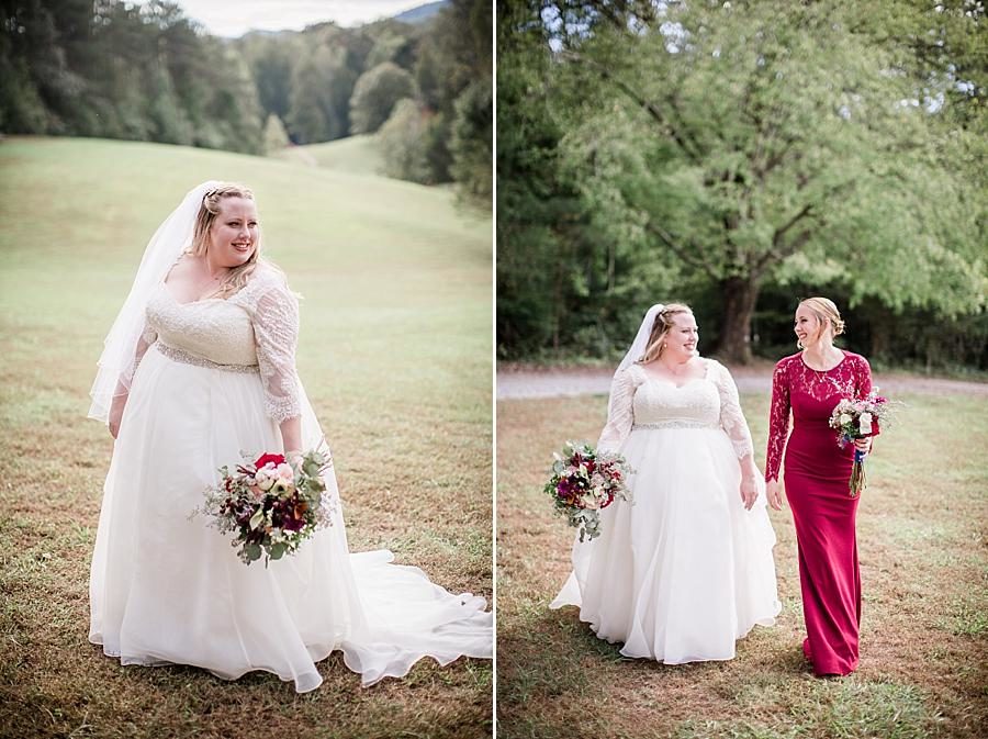 Cranberry bridesmaid dress at this Sampson's Hollow Fall Wedding by Knoxville Wedding Photographer, Amanda May Photos.