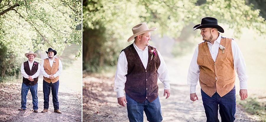 Cowboy hats at this Sampson's Hollow Fall Wedding by Knoxville Wedding Photographer, Amanda May Photos.