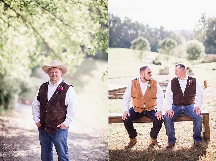 Wooden bench at this Sampson's Hollow Fall Wedding by Knoxville Wedding Photographer, Amanda May Photos.