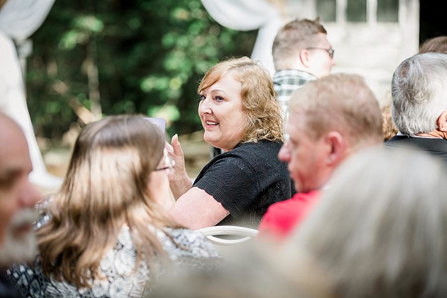 Ceremony guest at this Sampson's Hollow Fall Wedding by Knoxville Wedding Photographer, Amanda May Photos.