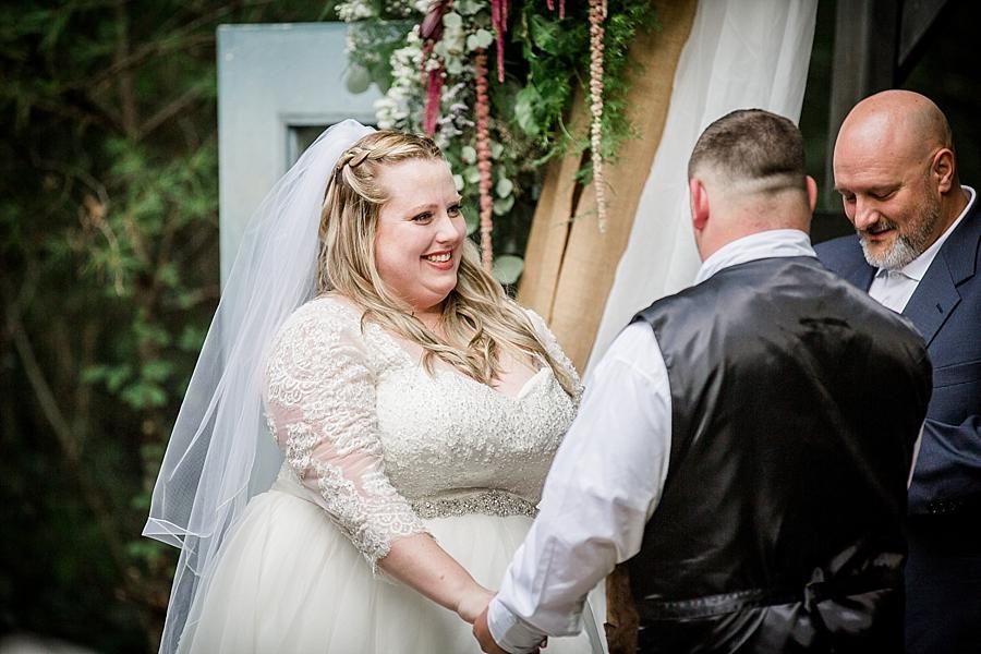 Exchanging vows at this Sampson's Hollow Fall Wedding by Knoxville Wedding Photographer, Amanda May Photos.