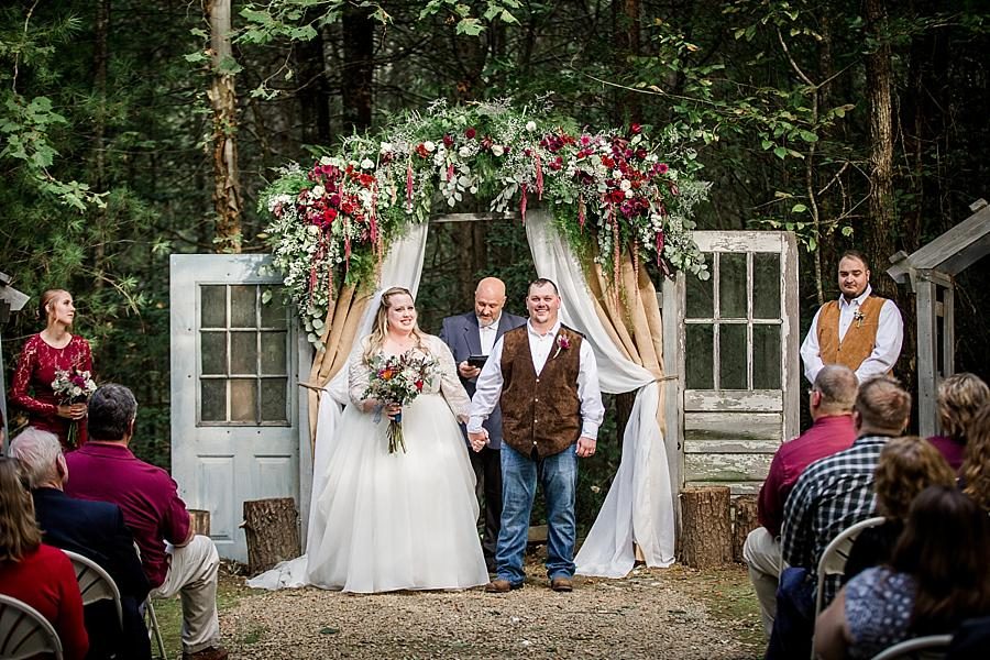 Just married at this Sampson's Hollow Fall Wedding by Knoxville Wedding Photographer, Amanda May Photos.
