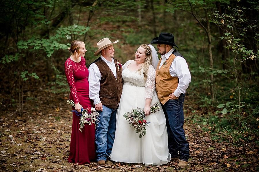 In the woods at this Sampson's Hollow Fall Wedding by Knoxville Wedding Photographer, Amanda May Photos.