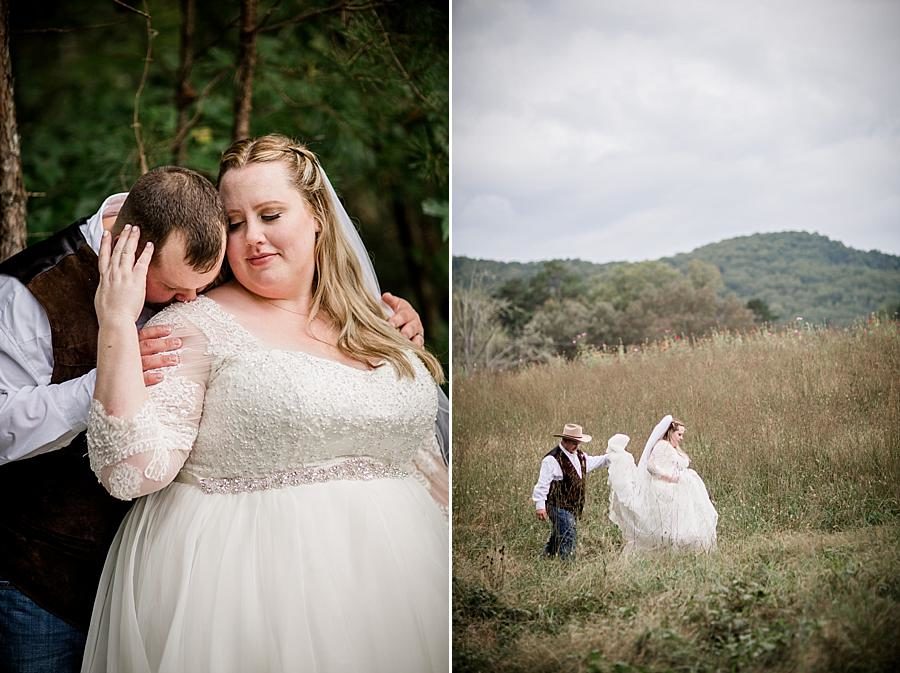 Shoulder kiss at this Sampson's Hollow Fall Wedding by Knoxville Wedding Photographer, Amanda May Photos.