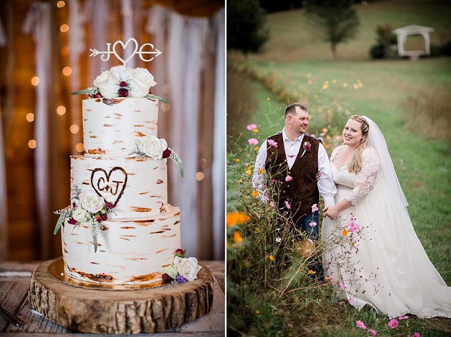Wedding cake at this Sampson's Hollow Fall Wedding by Knoxville Wedding Photographer, Amanda May Photos.