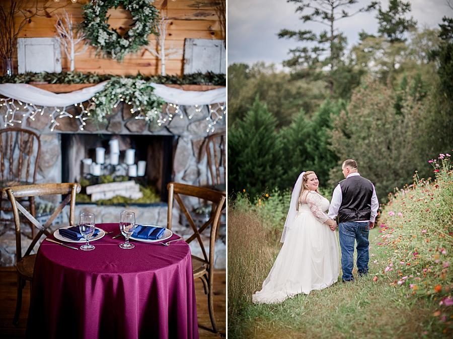 Bride and groom table at this Sampson's Hollow Fall Wedding by Knoxville Wedding Photographer, Amanda May Photos.