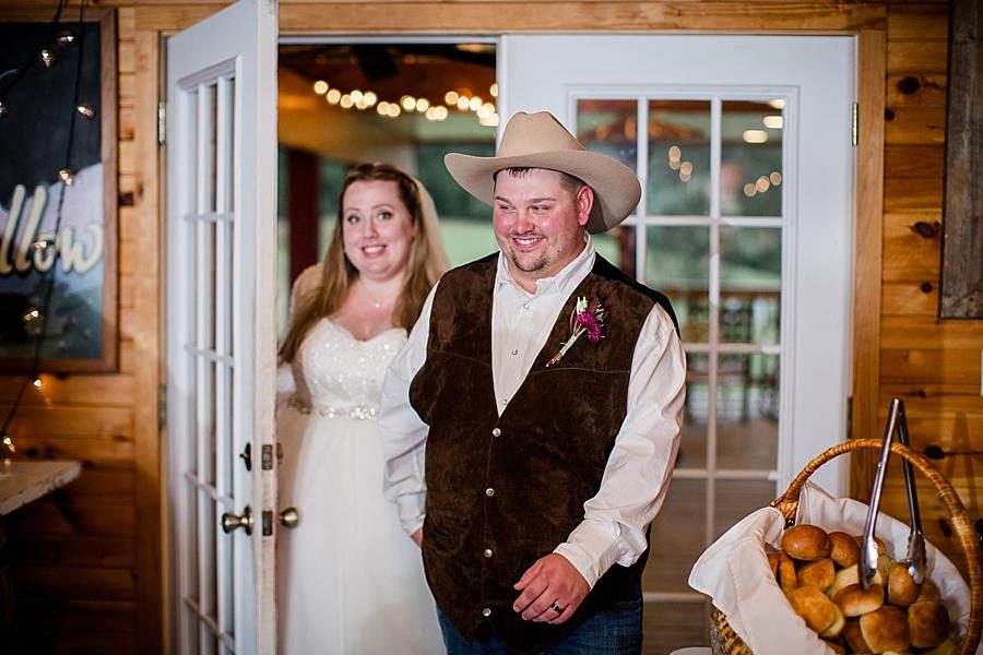 Entering the reception at this Sampson's Hollow Fall Wedding by Knoxville Wedding Photographer, Amanda May Photos.