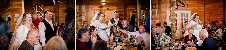 Cheers at this Sampson's Hollow Fall Wedding by Knoxville Wedding Photographer, Amanda May Photos.