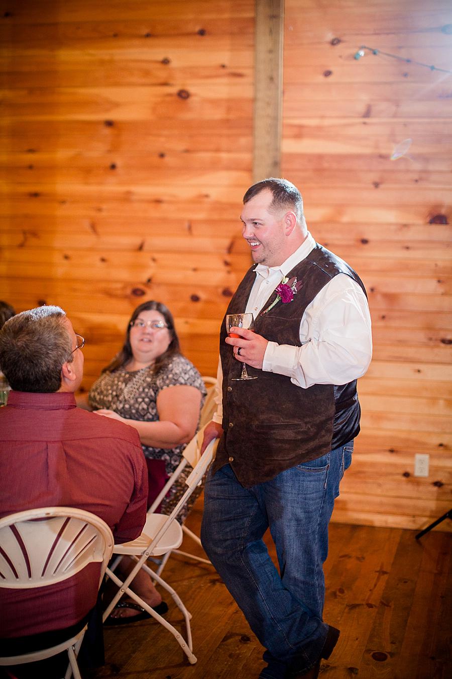 Groom toast at this Sampson's Hollow Fall Wedding by Knoxville Wedding Photographer, Amanda May Photos.
