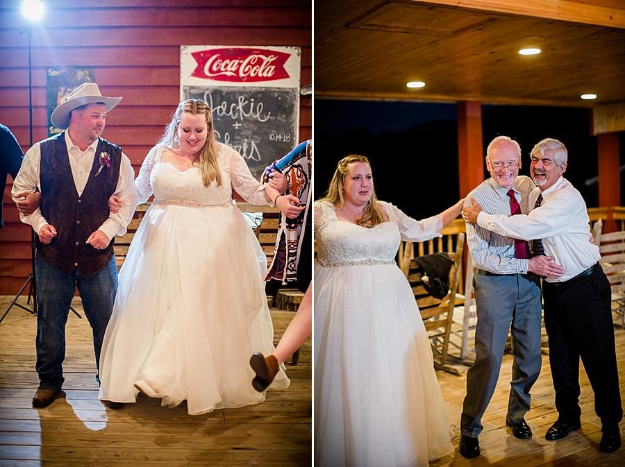 Line dancing at this Sampson's Hollow Fall Wedding by Knoxville Wedding Photographer, Amanda May Photos.