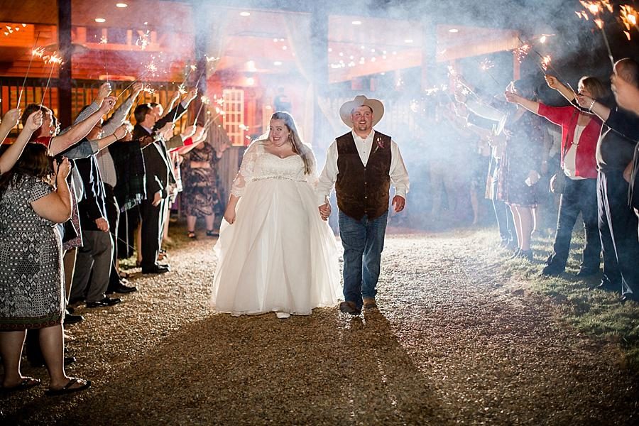 Sparkler exit at this Sampson's Hollow Fall Wedding by Knoxville Wedding Photographer, Amanda May Photos.