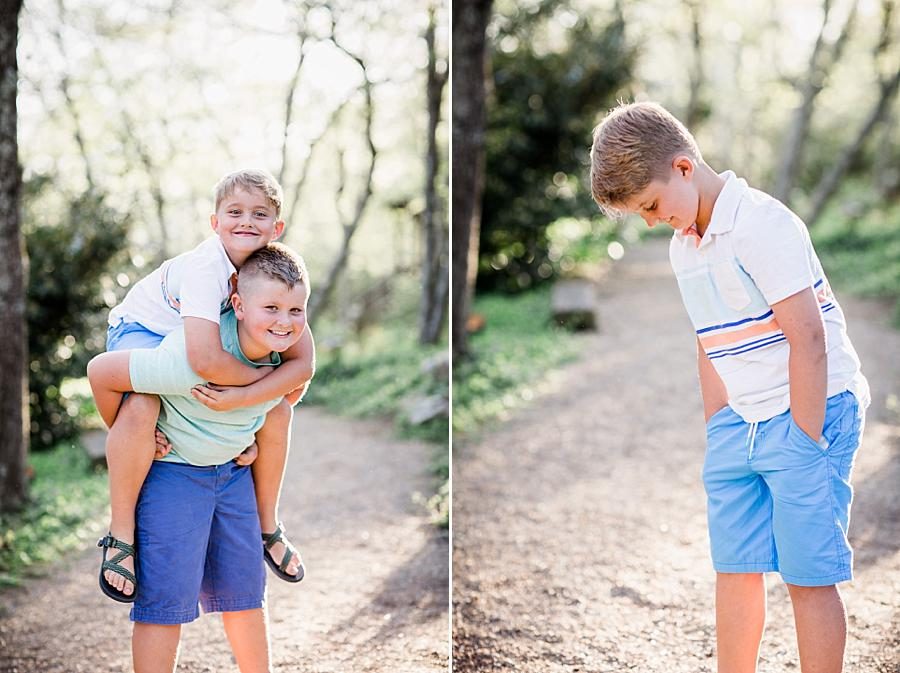 Piggy back at this Baxter Gardens Maternity Session by Knoxville Wedding Photographer, Amanda May Photos.