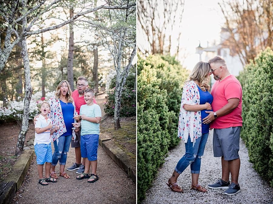 Surprise faces at this Baxter Gardens Maternity Session by Knoxville Wedding Photographer, Amanda May Photos.