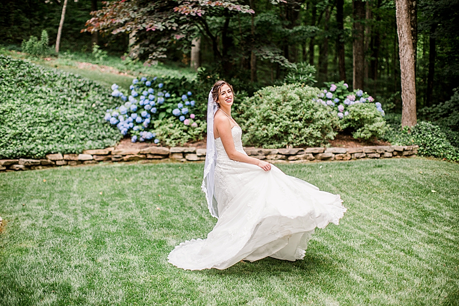 bride twirling at home bridal session