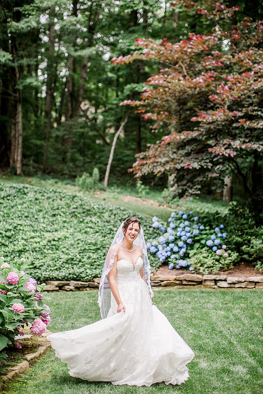 twirling gown at home bridal session