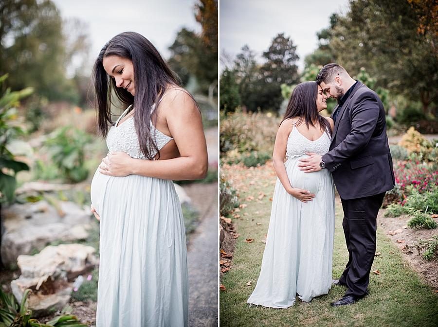 Foreheads together at this Hope Resource Maternity session at UT Gardens by Knoxville Wedding Photographer, Amanda May Photos.
