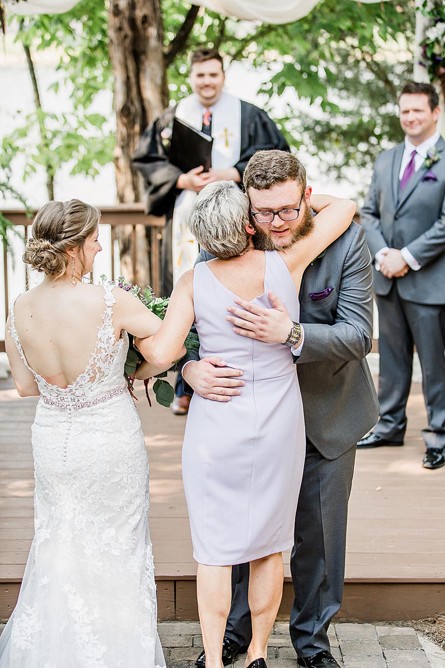 Groom hugging mom at this Hunter Valley Pavilion wedding by Knoxville Wedding Photographer, Amanda May Photos.