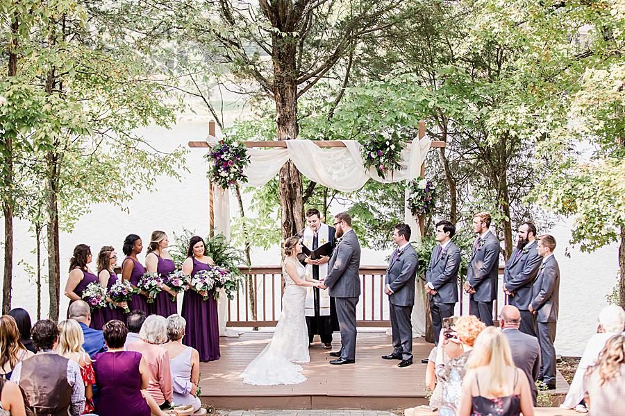 Ceremony on the water at this Hunter Valley Pavilion wedding by Knoxville Wedding Photographer, Amanda May Photos.
