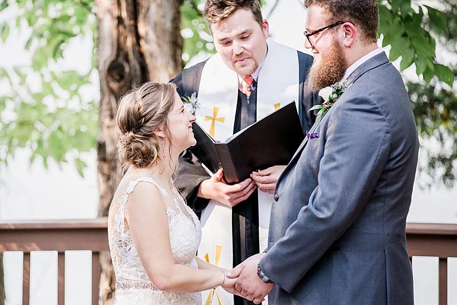 Exchanging vows at this Hunter Valley Pavilion wedding by Knoxville Wedding Photographer, Amanda May Photos.