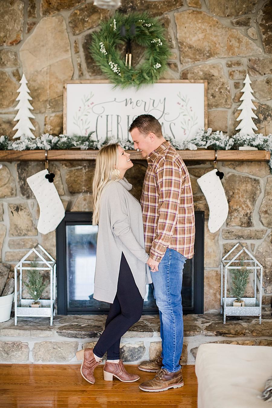 Christmas mantle at this in-home lifestyle session by Knoxville Wedding Photographer, Amanda May Photos.