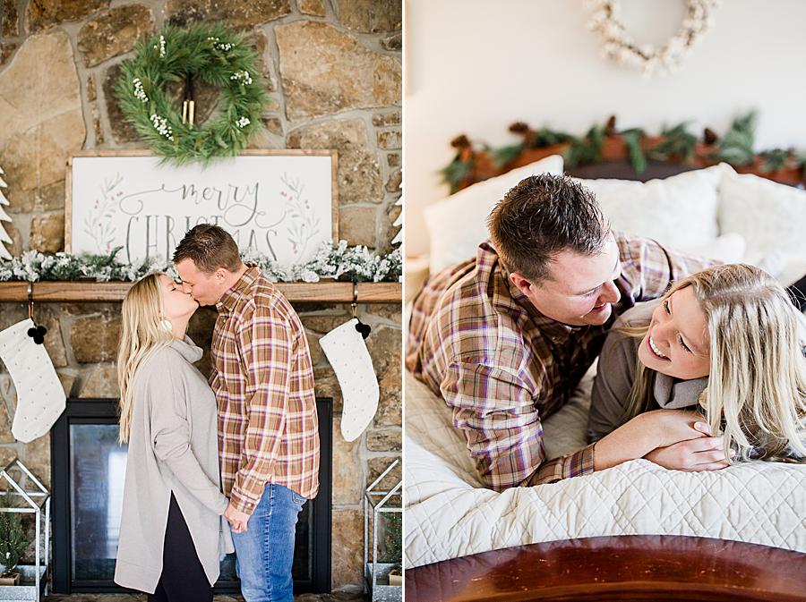Lounging on the bed at this in-home lifestyle session by Knoxville Wedding Photographer, Amanda May Photos.