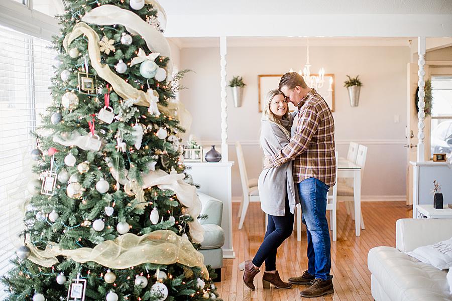 Christmas tree at this in-home lifestyle session by Knoxville Wedding Photographer, Amanda May Photos.