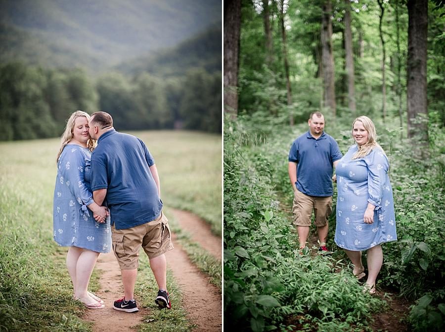 Kiss on the cheek at this Cades Cove Engagement by Knoxville Wedding Photographer, Amanda May Photos.