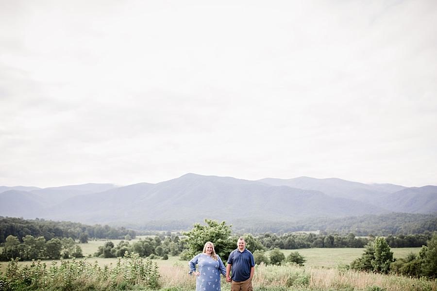 Misty mountains at this Cades Cove Engagement by Knoxville Wedding Photographer, Amanda May Photos.