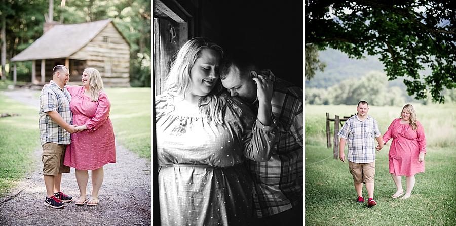 Shoulder kiss at this Cades Cove Engagement by Knoxville Wedding Photographer, Amanda May Photos.