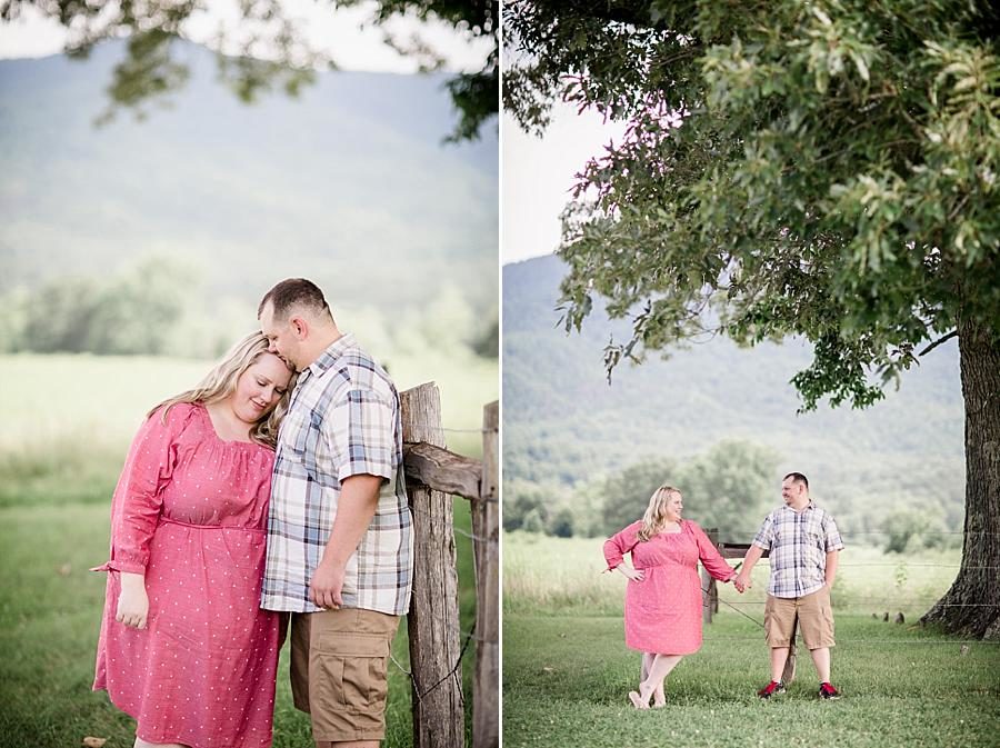 Under the tree at this Cades Cove Engagement by Knoxville Wedding Photographer, Amanda May Photos.