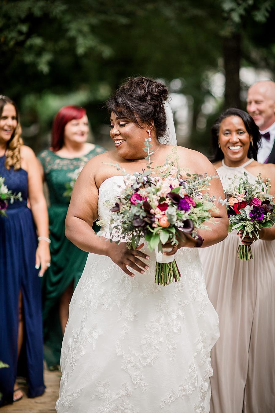 Holding the bouquet at this Wedding at Hunter Valley Farm by Knoxville Wedding Photographer, Amanda May Photos.