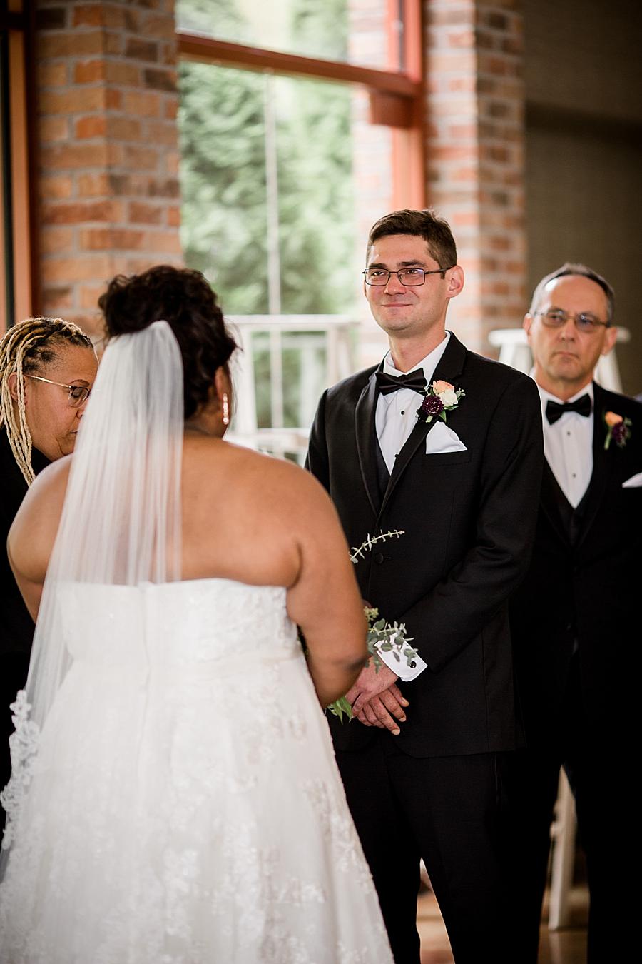 Emotional groom at this Wedding at Hunter Valley Farm by Knoxville Wedding Photographer, Amanda May Photos.