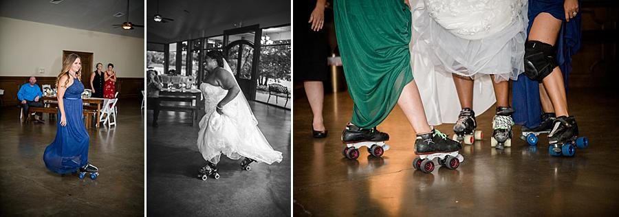 Bride on skates at this Wedding at Hunter Valley Farm by Knoxville Wedding Photographer, Amanda May Photos.