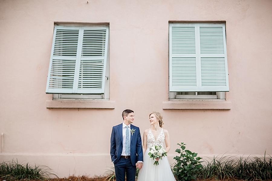 Peach building at this Upstairs at Midtown Wedding by Knoxville Wedding Photographer, Amanda May Photos.