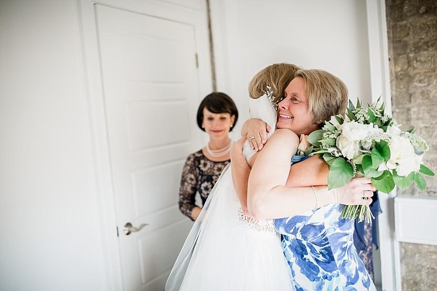 Blue floral dress at this Upstairs at Midtown Wedding by Knoxville Wedding Photographer, Amanda May Photos.
