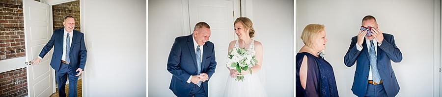 Dad first look at this Upstairs at Midtown Wedding by Knoxville Wedding Photographer, Amanda May Photos.