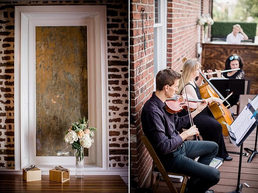 String trio at this Upstairs at Midtown Wedding by Knoxville Wedding Photographer, Amanda May Photos.