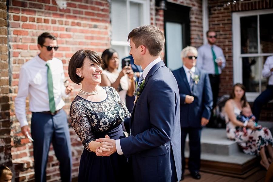 Mother son dance at this Upstairs at Midtown Wedding by Knoxville Wedding Photographer, Amanda May Photos.