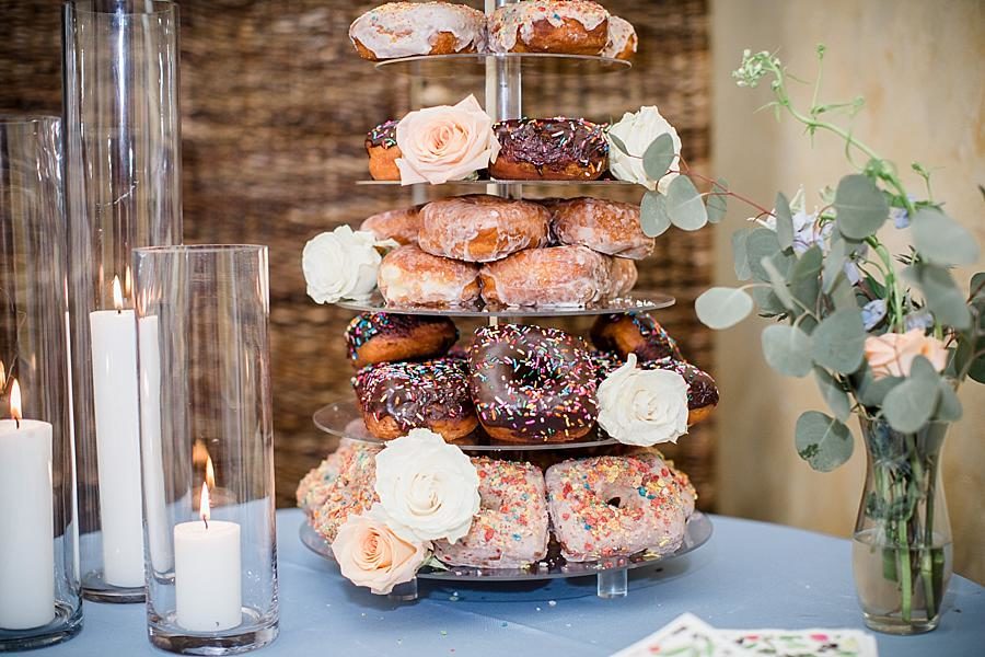 Donut display at this Upstairs at Midtown Wedding by Knoxville Wedding Photographer, Amanda May Photos.