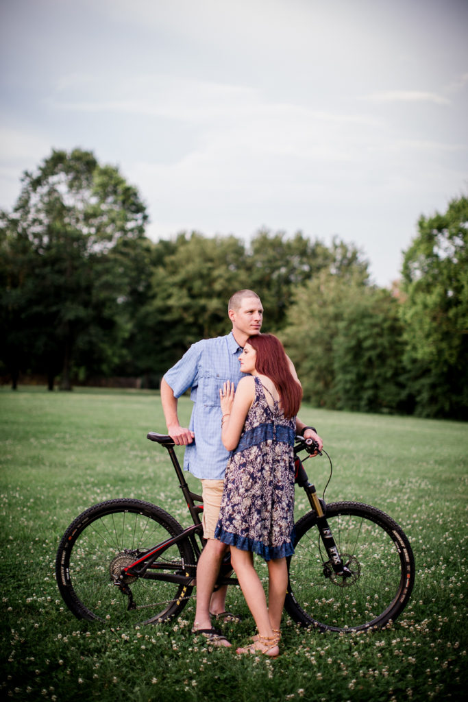 Bicycle at this Knoxville Botanical Gardens engagement session by Knoxville Wedding Photographer, Amanda May Photos.