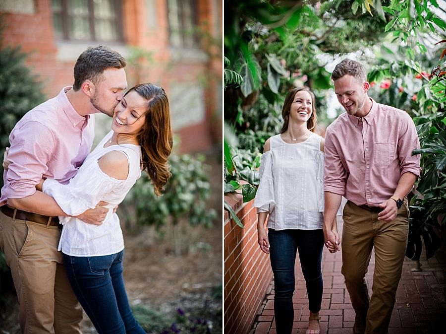 Kiss on the cheek at this Biltmore Engagement by Knoxville Wedding Photographer, Amanda May Photos.